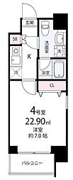 エレンシアK 1Kの間取図画像