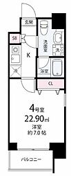 エレンシアK 1Kの間取図画像