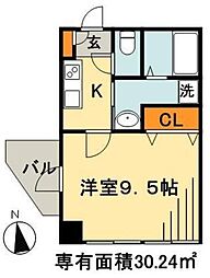 メルヴェイユ 1Kの間取図画像