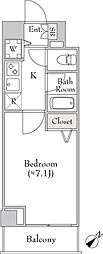 エマーレ行徳 1Kの間取図画像