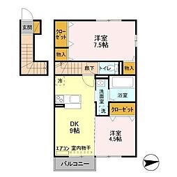 レルミタージュ 2DKの間取図画像