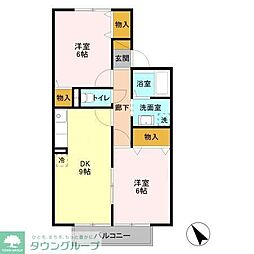 グランメールK 2DKの間取図画像