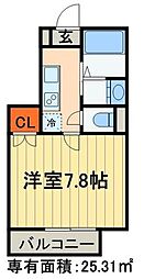 M'sキリンハウス 1Kの間取図画像