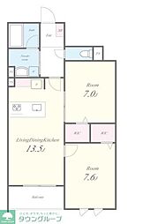 都営大江戸線 練馬春日町駅 徒歩8分の賃貸マンション 4階2LDKの間取り