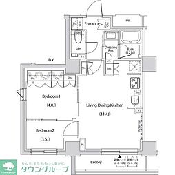 東京メトロ有楽町線 護国寺駅 徒歩5分の賃貸マンション 10階2LDKの間取り