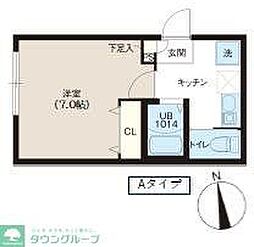 レピュア蓮根レジデンスII 3階1Kの間取り