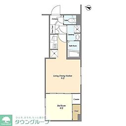 ウェルスクエアイズム千川II 1階1LDKの間取り