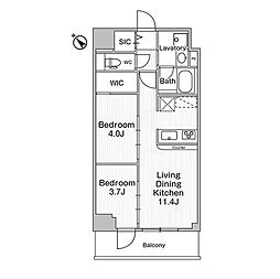 コンフォリア・リヴ巣鴨 3階2LDKの間取り