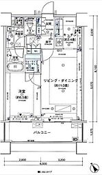 アウルタワー 23階1LDKの間取り
