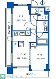 エステムプラザ池袋 ザ・ヴィンテージ 6階2LDKの間取り