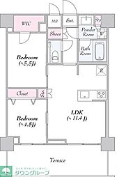 東京メトロ有楽町線 護国寺駅 徒歩8分の賃貸マンション 1階2LDKの間取り
