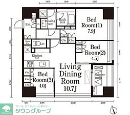 パークキューブ春日安藤坂 12階3LDKの間取り