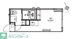 東武東上線 大山駅 徒歩6分の賃貸マンション 3階ワンルームの間取り