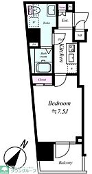 エルミタージュ大塚 2階1Kの間取り