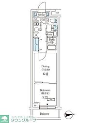 防音マンションプラネソシエプラス桜台 2階1DKの間取り