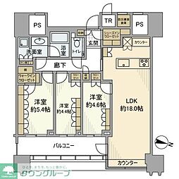 パークコート文京小石川ザタワー 3LDKの間取図画像