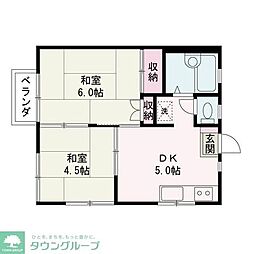 K-ハウス 2DKの間取図画像