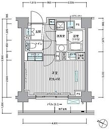 ヒューリックレジデンス茗荷谷 ワンルームの間取図画像