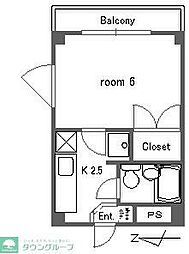丸久保マンション 1Kの間取図画像