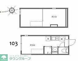 ブリスガーデン ワンルームの間取図画像