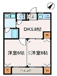 ファミール高橋 2DKの間取図画像