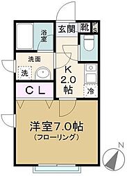 パークサイドフジ 1Kの間取図画像
