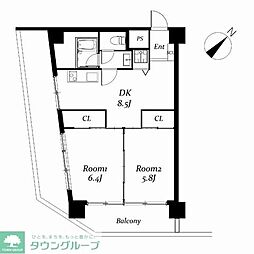 信越ビル 2DKの間取図画像