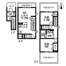 (仮)文京区小日向2丁目 新築賃貸住宅 2LDKの間取図画像