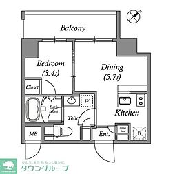 ISM練馬 1DKの間取図画像