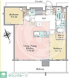 グランドシティータワー 2LDKの間取図画像