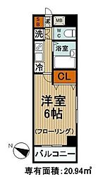 スカイコート後楽園壱番館 1Kの間取図画像
