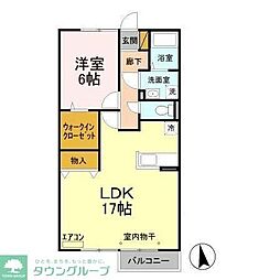 コモド八ヶ崎　Ａ・Ｂ 2階1LDKの間取り