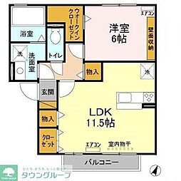 リビングタウン大金平　B 2階1LDKの間取り