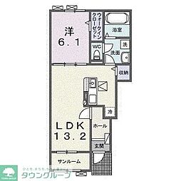 ハッフルパフII 1階1LDKの間取り