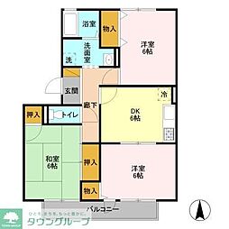 京成松戸線 北初富駅 徒歩13分の賃貸アパート 2階3DKの間取り