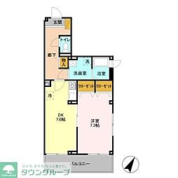 サンパティーク 3階1DKの間取り