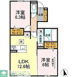 グレイスマチハタ 1階2LDKの間取り