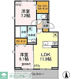 ルピナス 3階2LDKの間取り