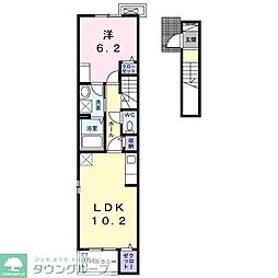 キーファー・リーフ 2階1LDKの間取り
