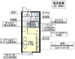 関東鉄道常総線 新取手駅 徒歩8分の賃貸アパート 1階1Kの間取り