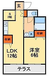 JR常磐線 馬橋駅 徒歩20分の賃貸アパート 1階1LDKの間取り