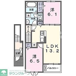 ハッフルパフI 2階2LDKの間取り
