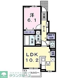 プロムナードＢ 1階1LDKの間取り