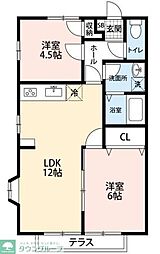 プロムナード2番館 1階2LDKの間取り