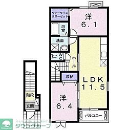 アジュールＡ 2階2LDKの間取り