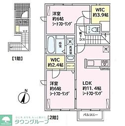 シェソワII 2階2LDKの間取り