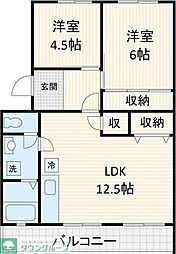 メゾンソレイユ 2LDKの間取図画像