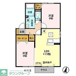 キャトルセゾンC 2LDKの間取図画像