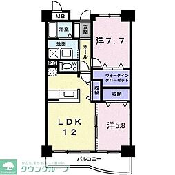 ベルクレーヌ21 2LDKの間取図画像