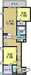 グランドフォレスト 2LDKの間取図画像